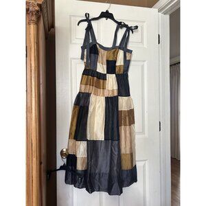 NWOT Ulla Johnson Black and Gold Silk and Cotton block pattern cocktail sundress